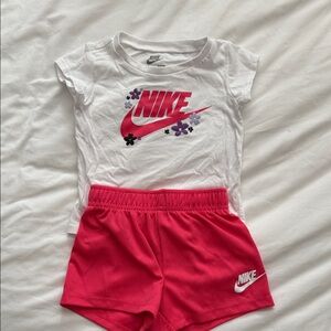 Nike White Tee and Pink Shorts Set